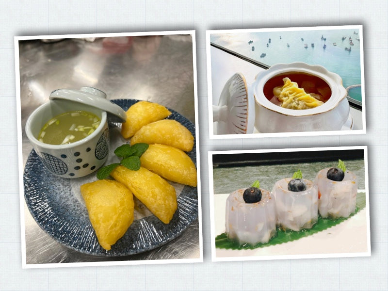 D7. March 8, 林國強師傅蟹肉灌湯餃,炸粉粿,荔枝桂花蒟蒻