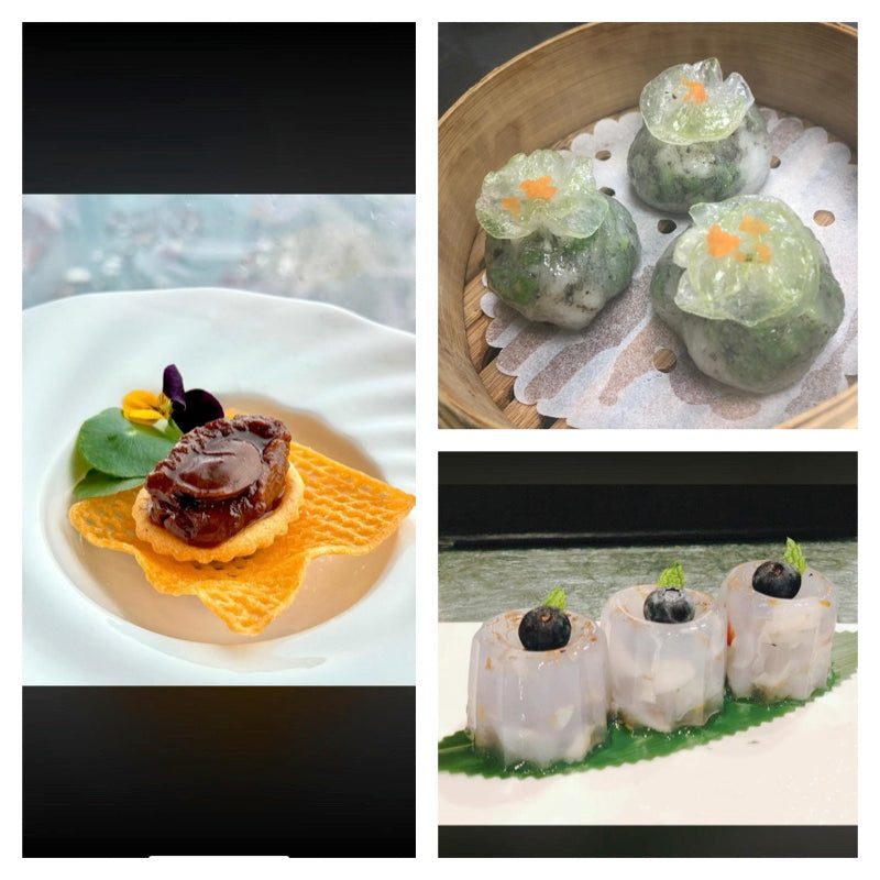 C1. Feb 7, 林國強師傅黑松露帶子餃, 雞粒鮑魚酥, 荔技桂花蒟蒻點心班